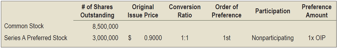 Stock capitalization table example