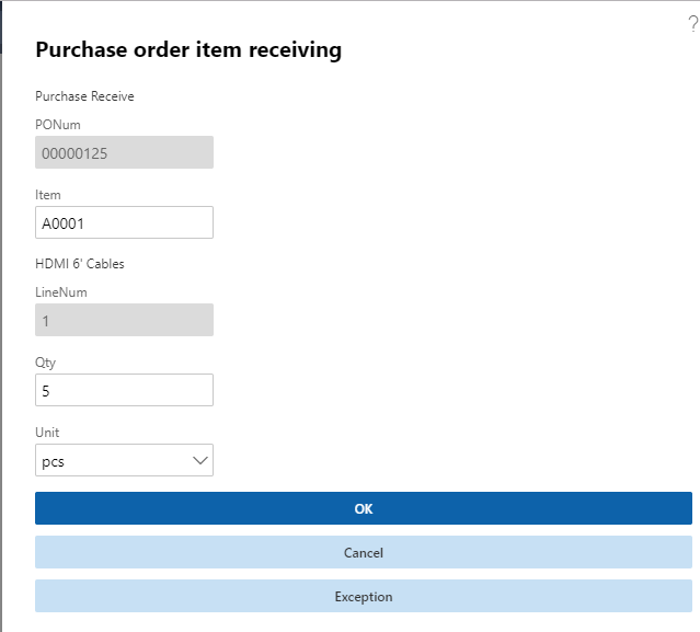 Receive POs Using D365 Mobile Device Functionality