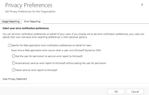 Dynamics CRM Error Message Troubleshooting - Privacy Preferences