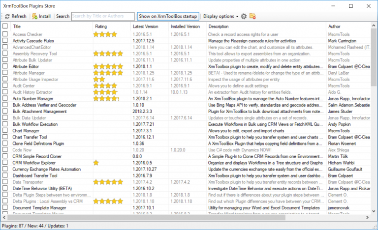 Screenshot of Xrm ToolBox Plugins Store