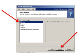 Select Letter Category in Dynamics GP
